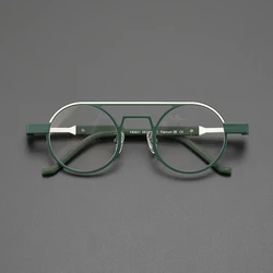 Color high-quality ultra-light pure titanium round glasses frame retro fashion travel leisure niche anti-blue optical glasses