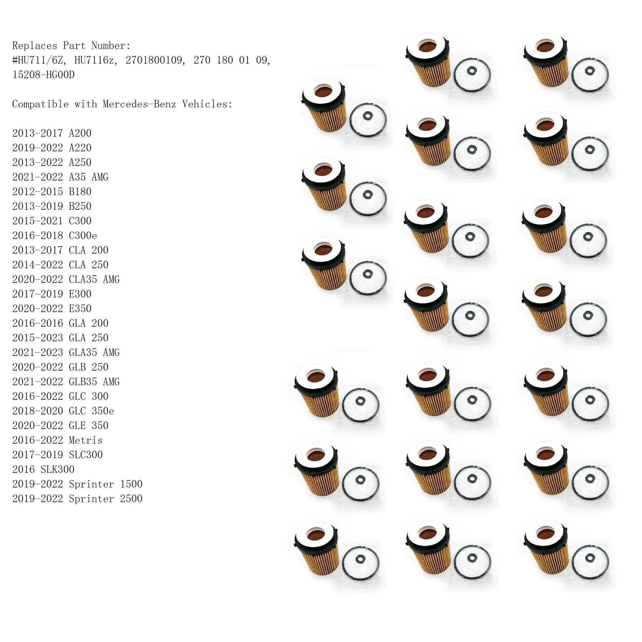 20 pcs 2701800109 for Mercedes Benz Infiniti M274 W205 - B180 C180 C200 C300 CLA180 CLA200 CLA250 E200 E250 E300 QX30, More