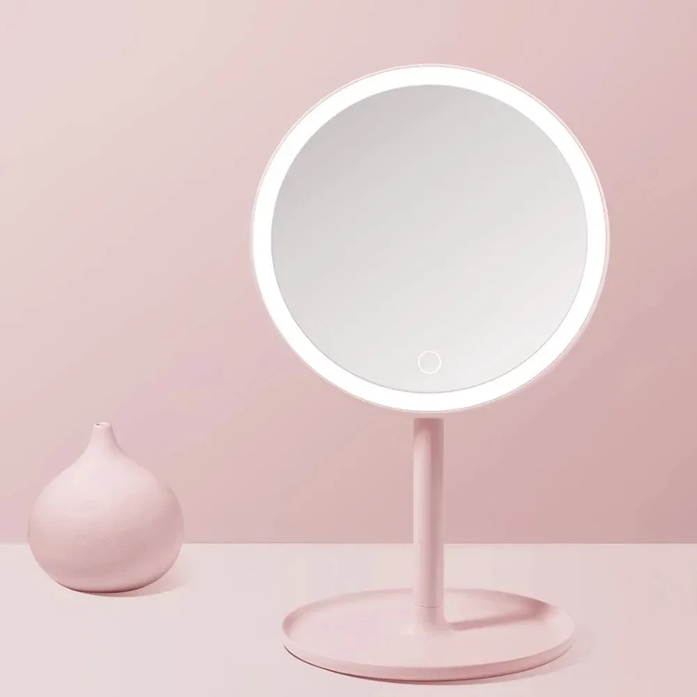 DOCO HD Makeup Mirror One-side Round Daylight Mirror USB Charging Touch Screen Adjustable Brightness Girl Gift