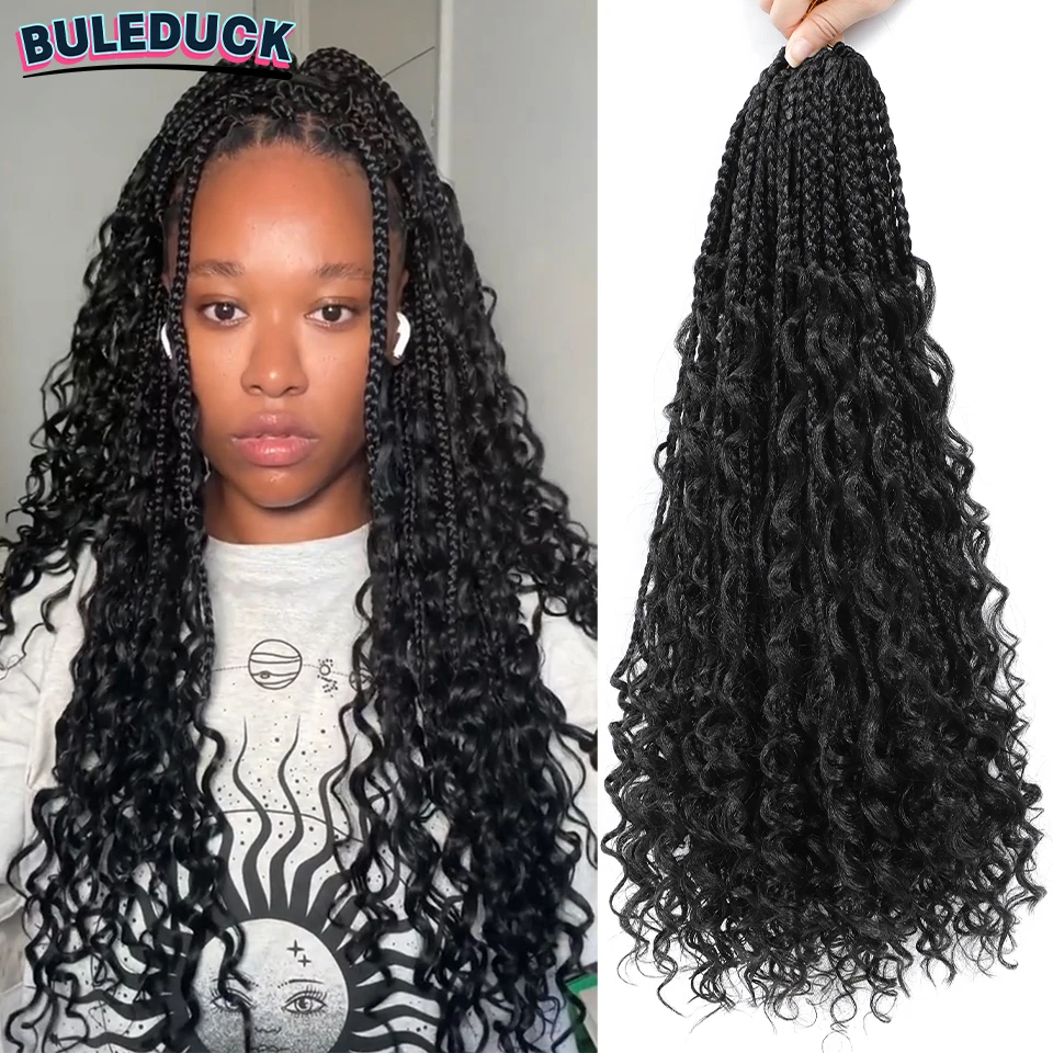 20" Long Boho Braids Extensions Goddess Trancas Box Braids Crochet Hair Bohemian Hippie Braids Synthetic Crochet Braiding Hair