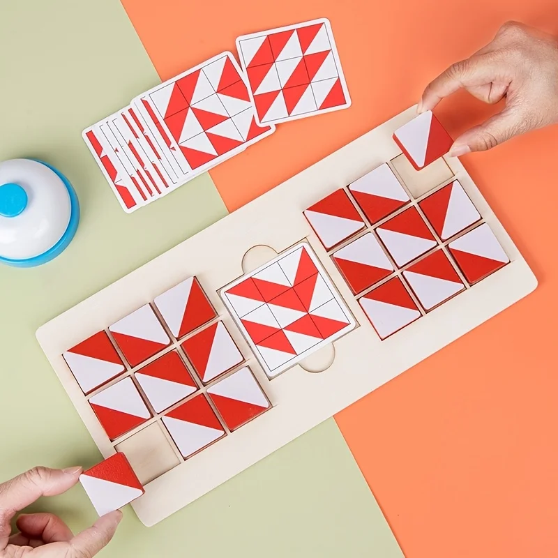 Quebra-cabeça de jogo de batalha de madeira para 2 jogadores, pilha educacional e classificação bloco de construção cérebro teasers brinquedo para pai-filho interativo