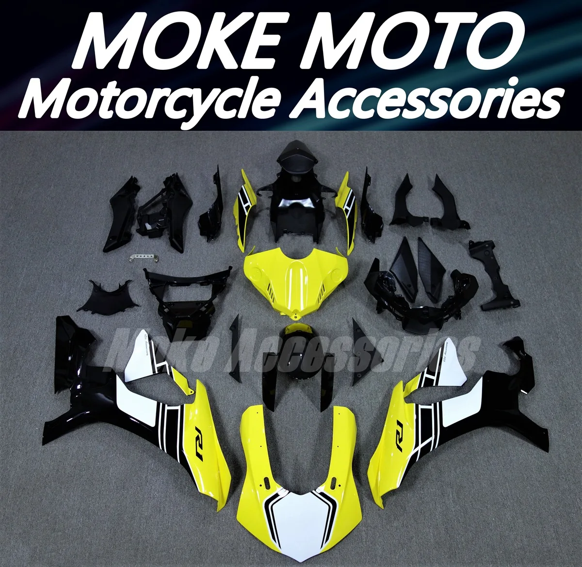 

Moke moto Motorcycle Fairings Kit Fit For Yzf R1M R1 2015 2016 2017 2018 2019 Bodywork Set Abs Injection Yellow / Black