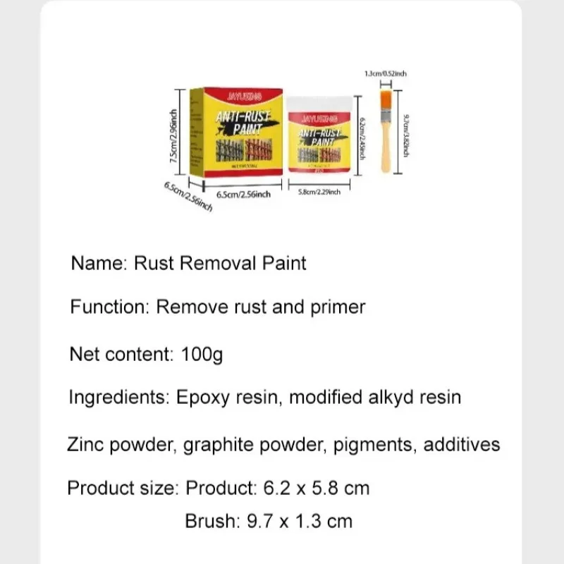 Metal Anti-rust and Anti-corrosion Conversion Paint Rust Removal Paint 100G  Rust and Renewal Dedicator Preservative Primer
