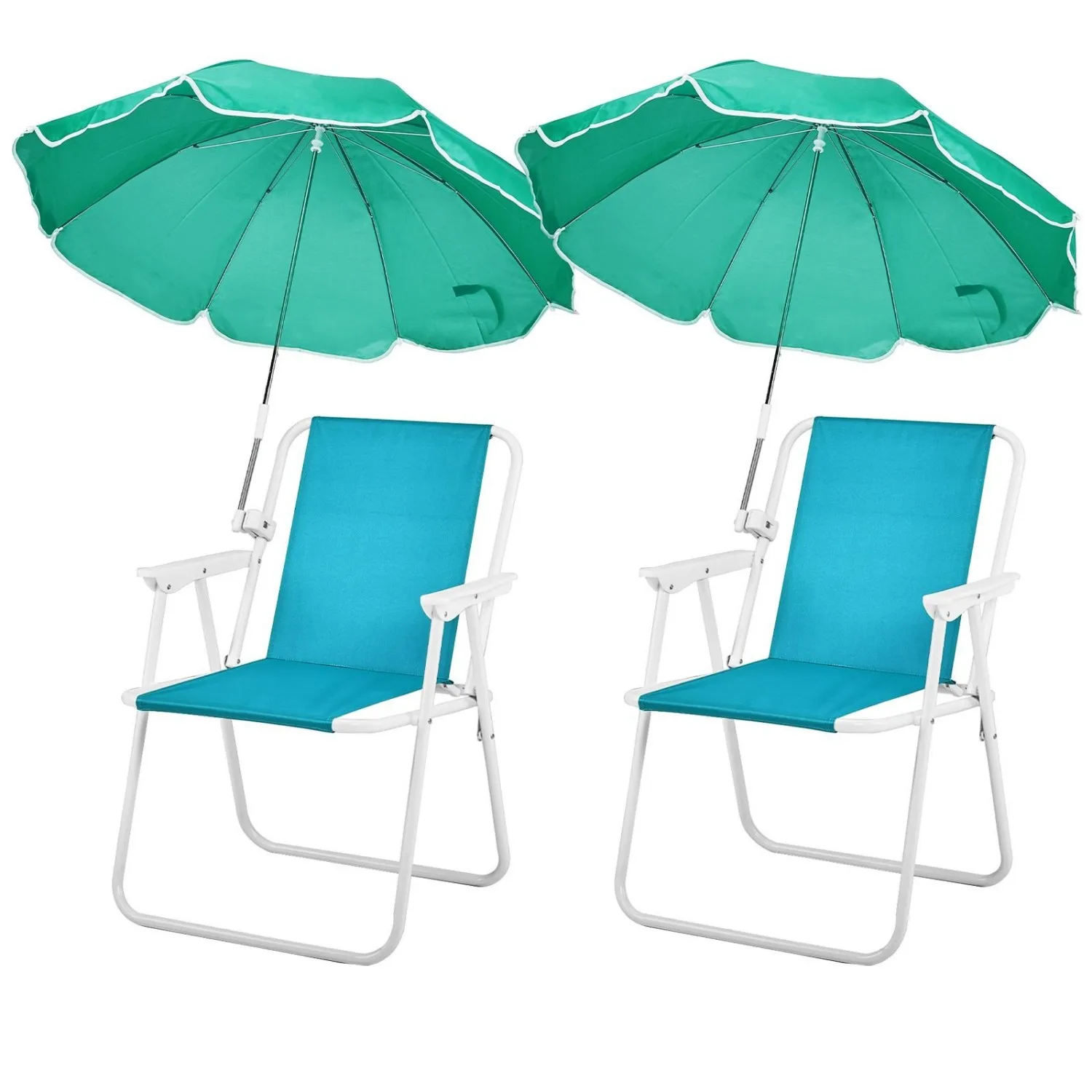

Portable Folding Beach Chair with Detachable UV Umbrella - High Backrest, Foldable Design for Beach/Outdoor Lounging