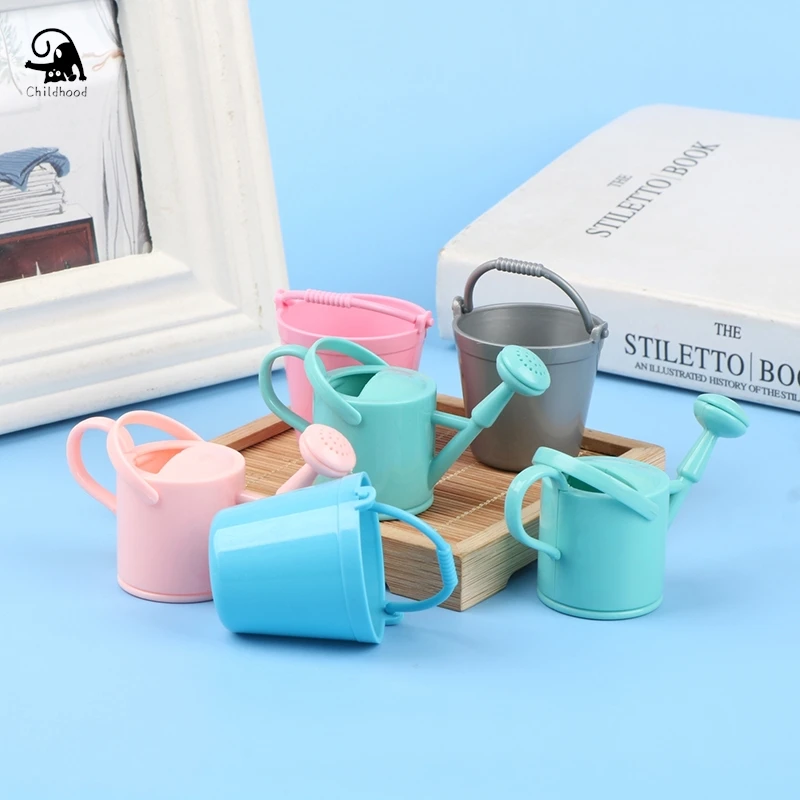 1Set Dollhouse Miniature Bucket Watering Can Model Plant Watering Tool Miniature Furniture Kitchen Living Room Garden Decor Toy