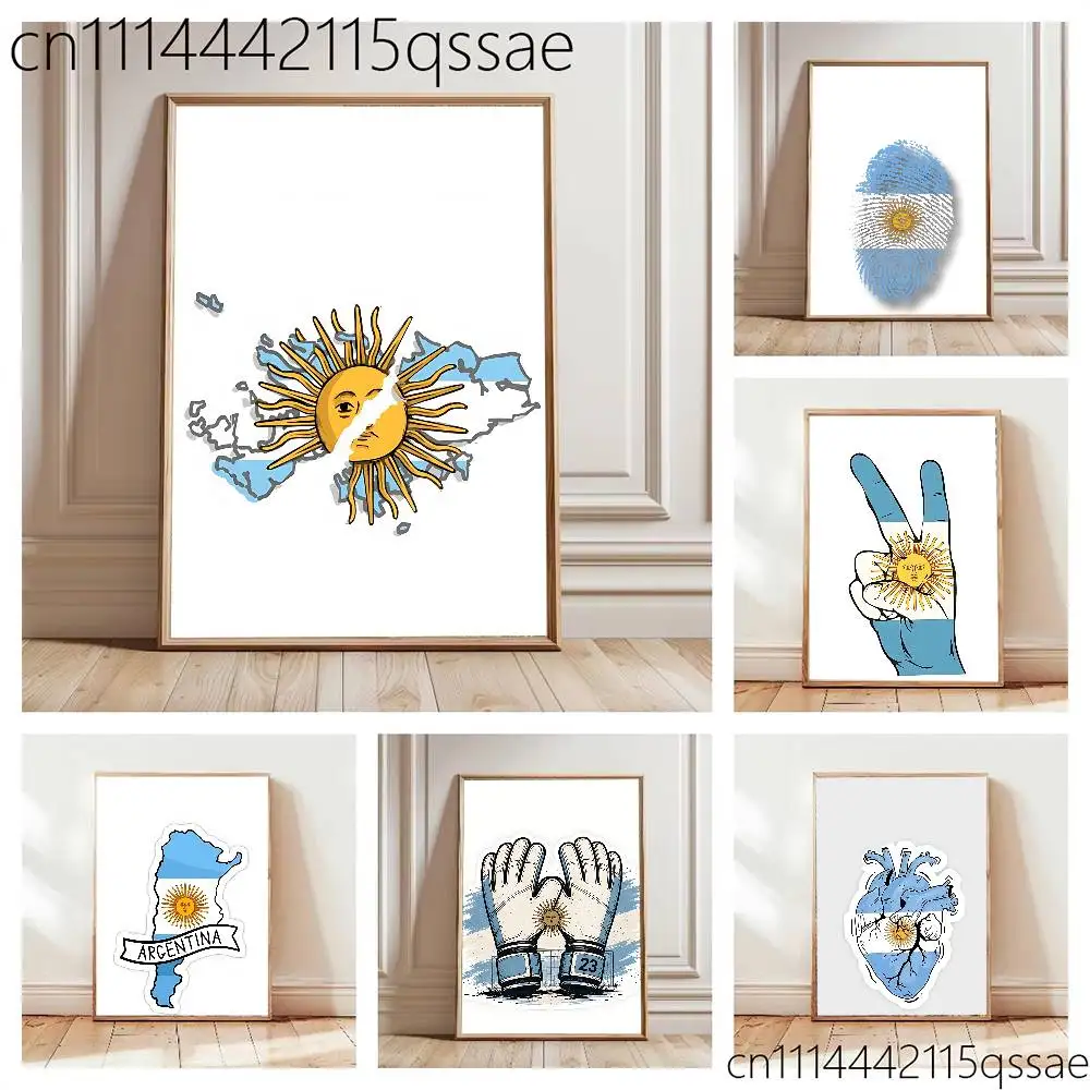 Argentina Passport Flag Logo Poster Wall Art Posters, Texture Paintings, Ideal Gift for Room Decoration