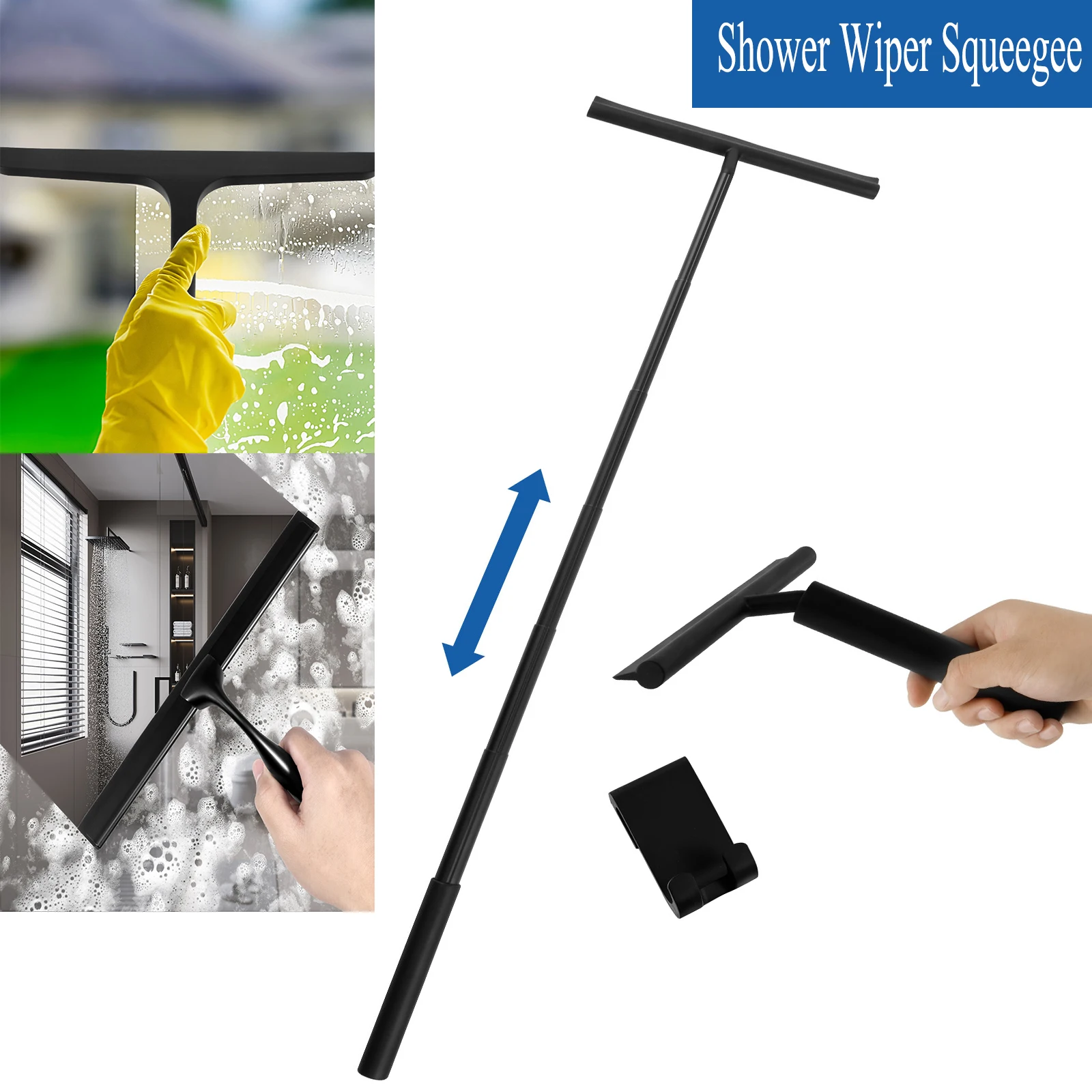 Shower Squeegee Clean Scrubber with Telescopic Handle Glass Clean Scraper Washing Wiper Floor Mirror Window Cleaning supplies