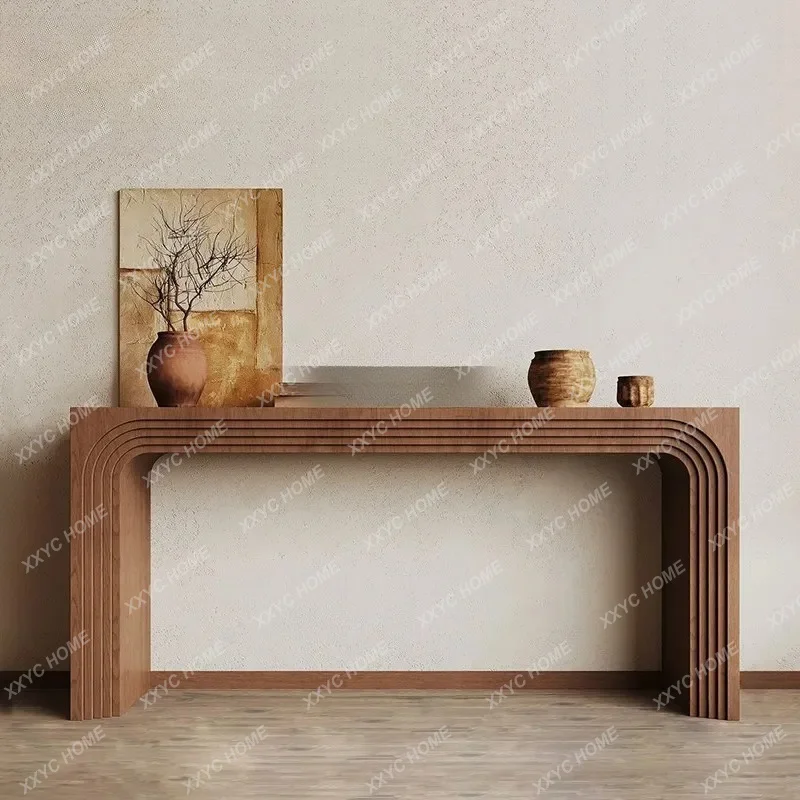 X Medieval Log Wind Entry Foyer Porch End View Table Hotel Lobby Solid Wood Case Table Designer Model