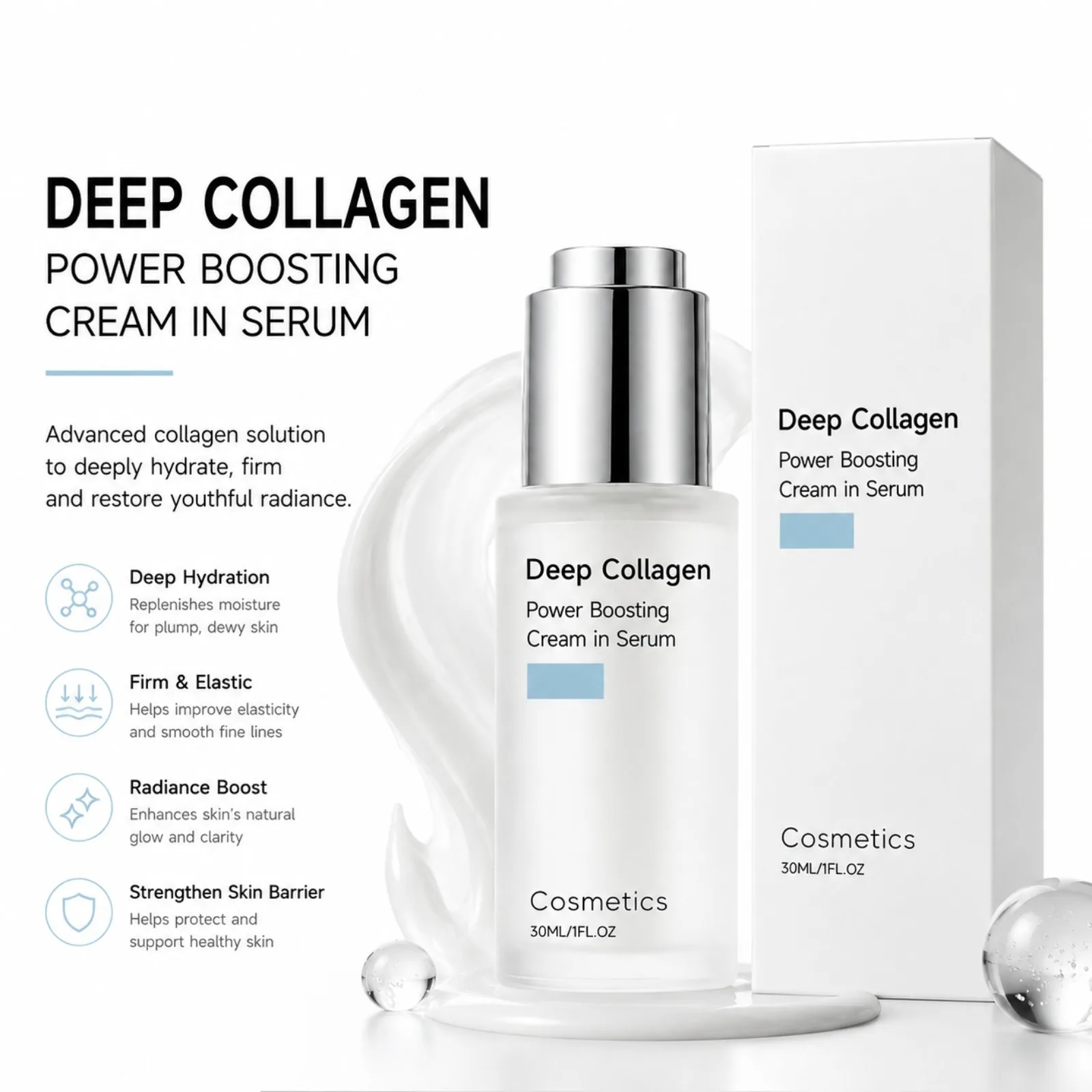Deep Collagen Revitalizing Essence Diminishes Fine Lines Shrink Pores Hydrating Improve Skin Dryness Tightness Serum Skincare