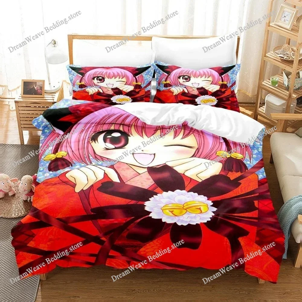 3D Printed Anime Tokyo Mew Mew Bedding Set Boys Girls Twin Queen Size Duvet Cover Pillowcase Bed Kids Adult Home Textileextile96
