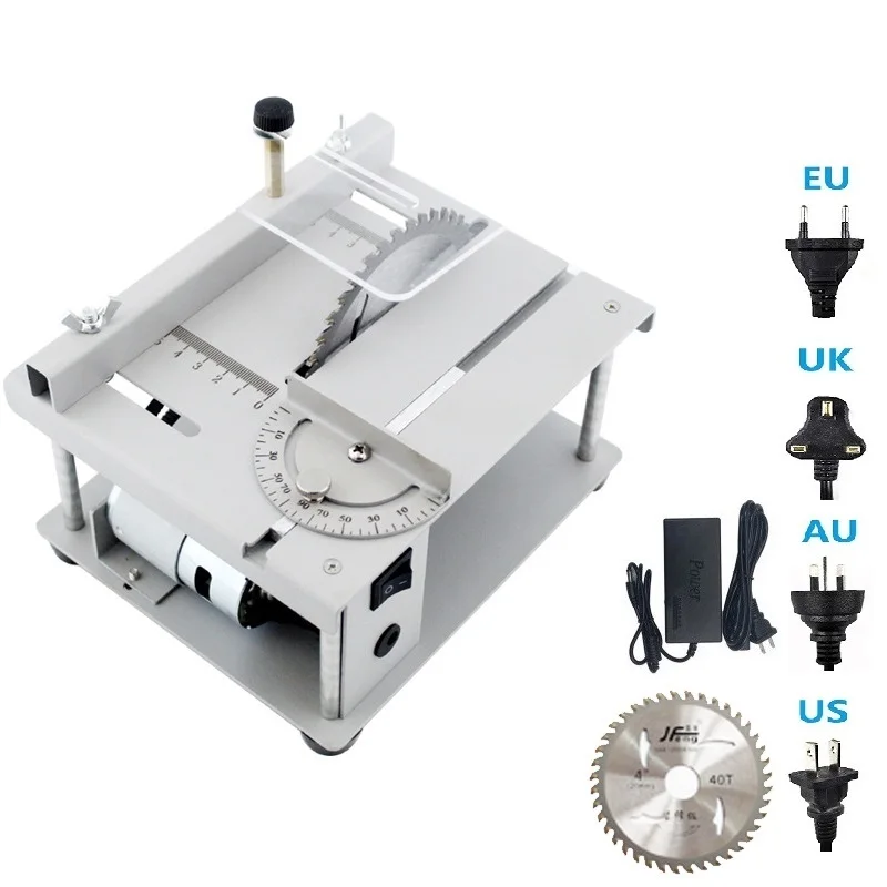 63mm HSS Blade R1 Mini Table Saw 775 Motor 96W Small Woodworking Electric Bench Saw Handmade DIY Hobby Model Crafts Cutting Tool