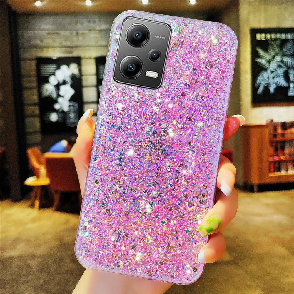 Luxury Sequin Glitter Phone Case For Xiaomi Redmi Note 12 13 Pro 5G 11S 12C 13C Note 8 9 10 11 Pro POCO X5 X3 11 Lite 11T Cover