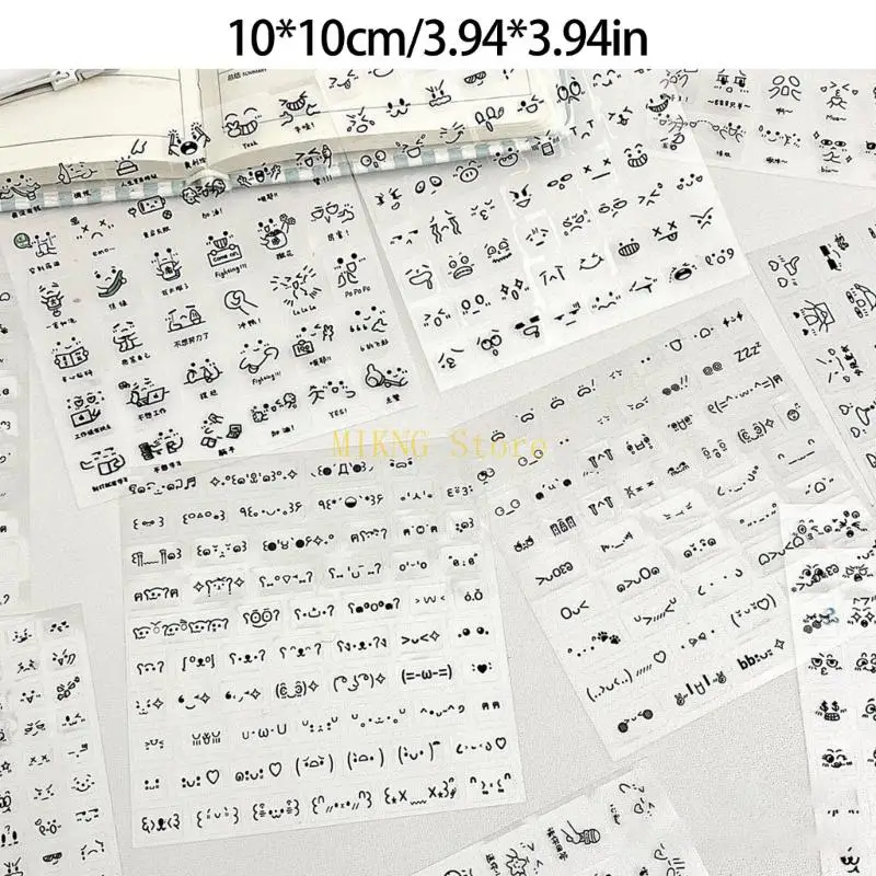 สติกเกอร์ตกแต่ง 10 แผ่น สติกเกอร์ใสสำหรับสมุดบันทึก สติกเกอร์อิโมจิการ์ตูน สำหรับตกแต่งอย่างสร้างสรรค์ ขายดีที่สุด