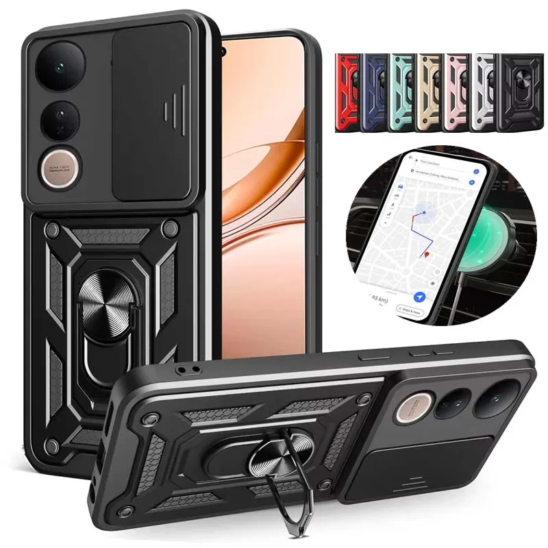Stoßfest Rüstung Fall Für VIVO V50 Y04 Y38 Y39 Y19S Y29 Y29S Vivo V50Lite Auto Halter Telefon Abdeckung Kamera Objektiv Schutz Fundas