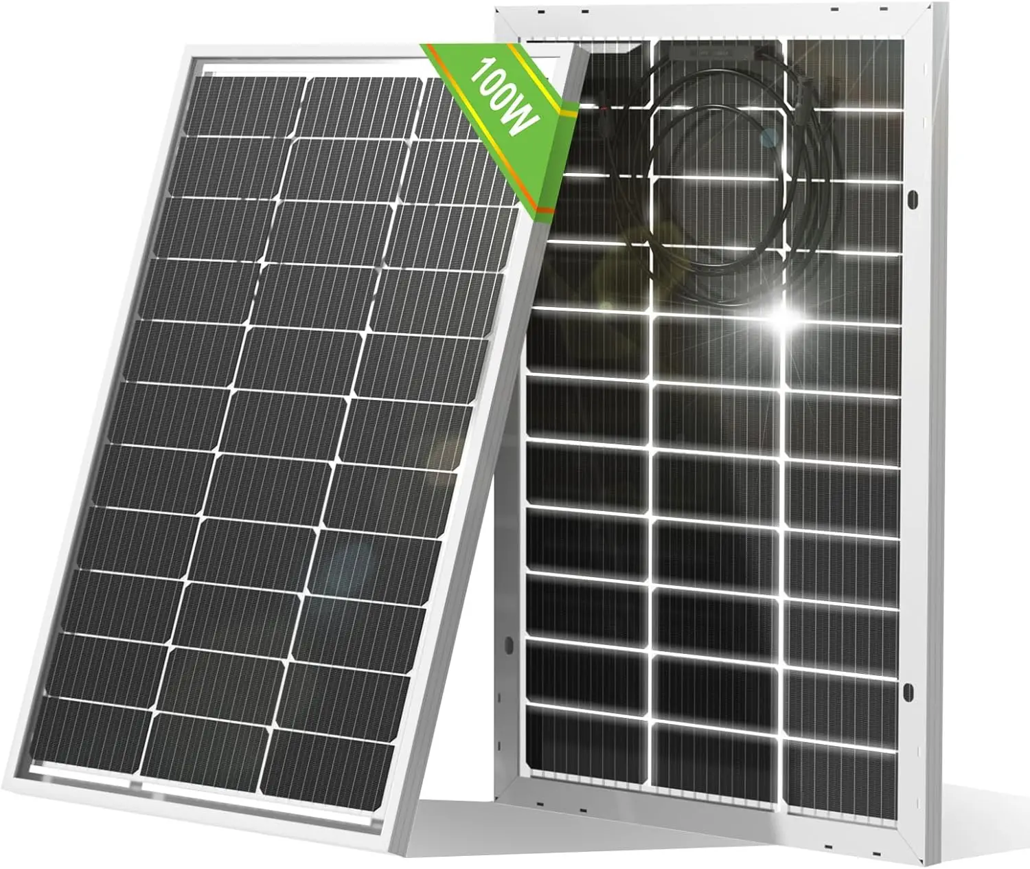 100W 12V Monocrystalline Solar Panel, Bifacial High-Efficiency PV Module for Off-Grid Use in RVs, Farms, Sunsheds
