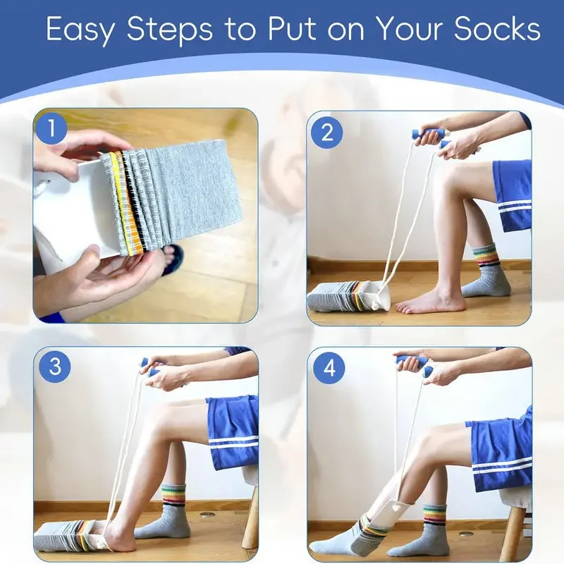 No Bending Sock Aid Easy On and Off Stocking Slider Donner Pulling Assist Device Sock Helper Aid Tool Portable Sock Wearing