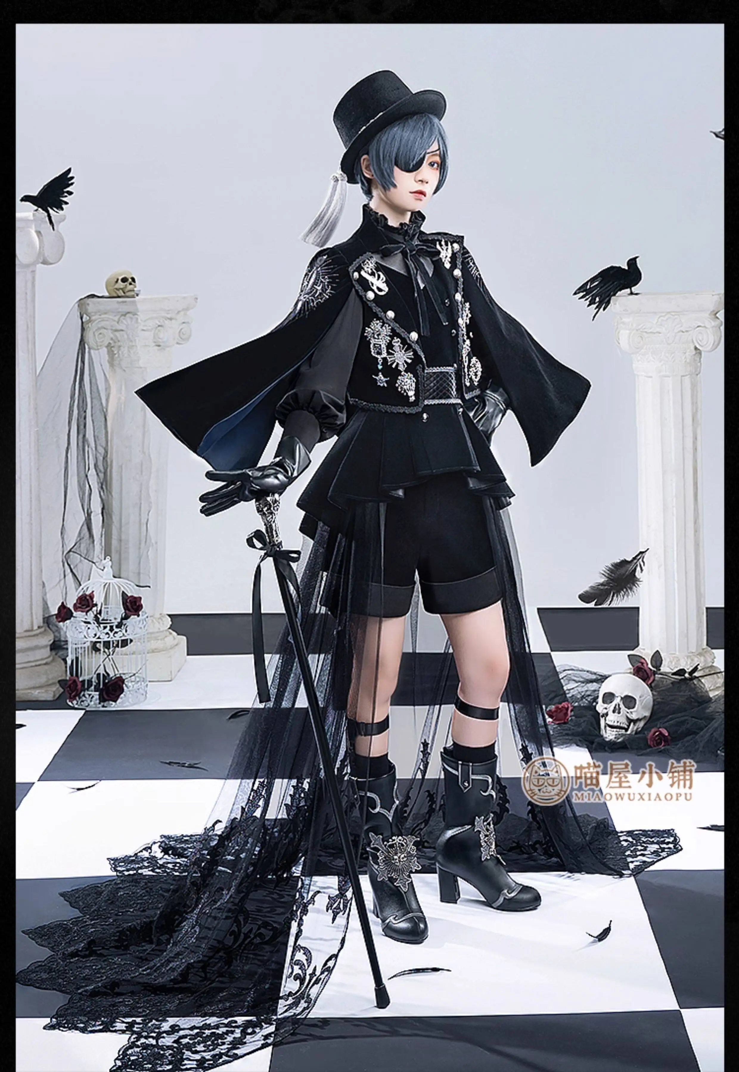 

Black Butler 15th Anniversary Dress Sebastian Ciel Cosplay Full Anime Costume Set for Men