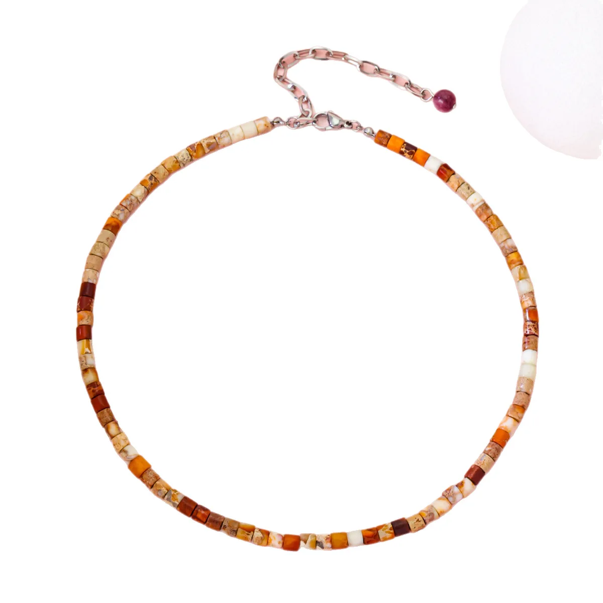 Fashion Bohemian Style Colorful Stone Beaded Short Necklace Personalized Rainbow Clavicle Chain Classic Niche Jewelry