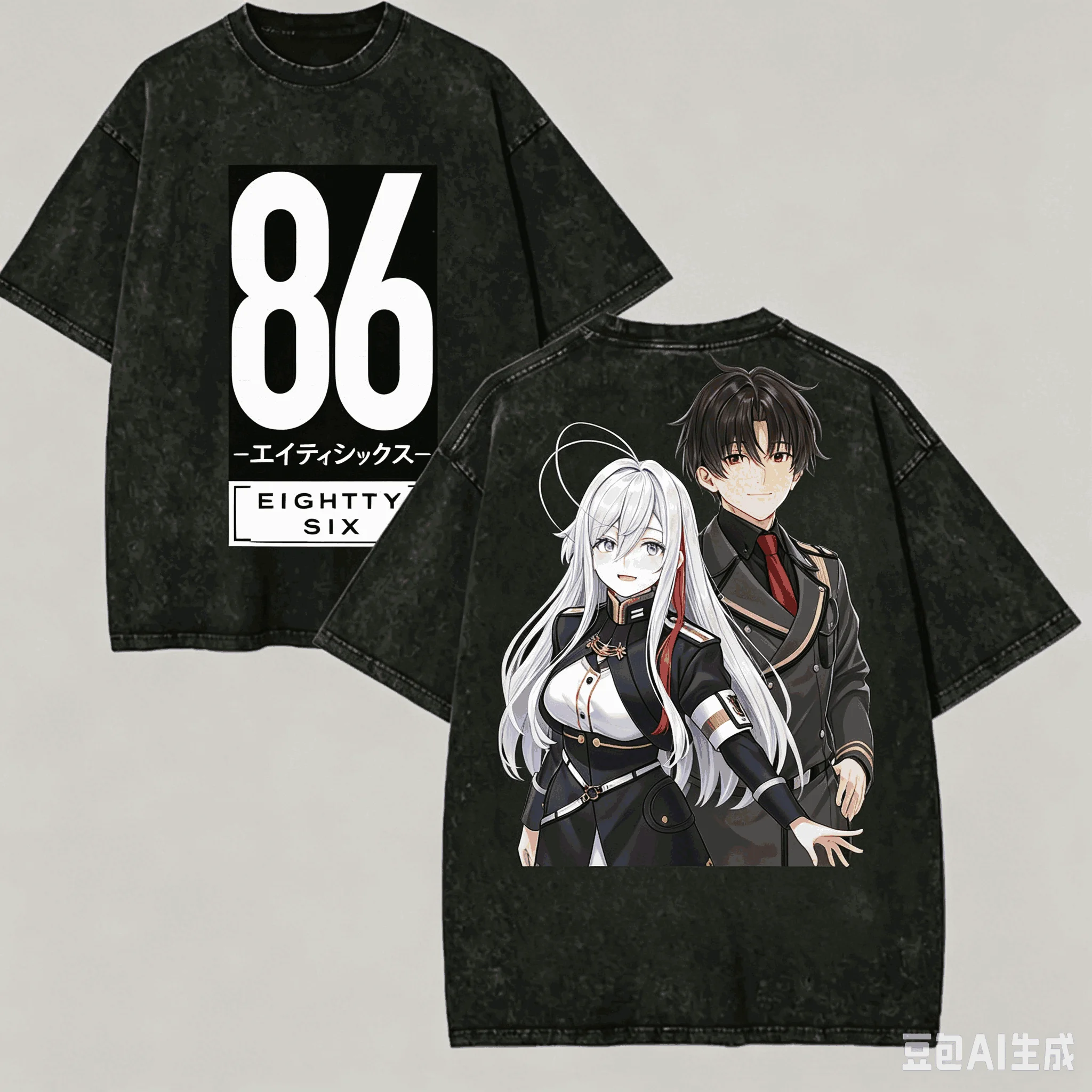 86 EIGHTY-SIX Washed T-shirt Anime Lover Harajuku New Model Oversized Vintage Loose Unisex Vintage Loose Harajuku high quality