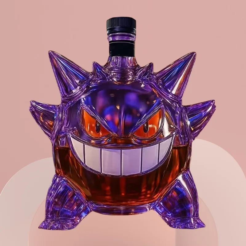 Empty Gengar Crown Royal Whiskey Glass Bottle Cup Portable Handheld Photography Prop Holiday Gift for Collectors