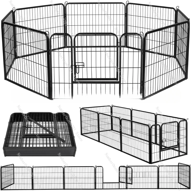 

Высокопрочный черный железный манеж для собак 24 дюйма, 8 панелей, манеж для домашних животных