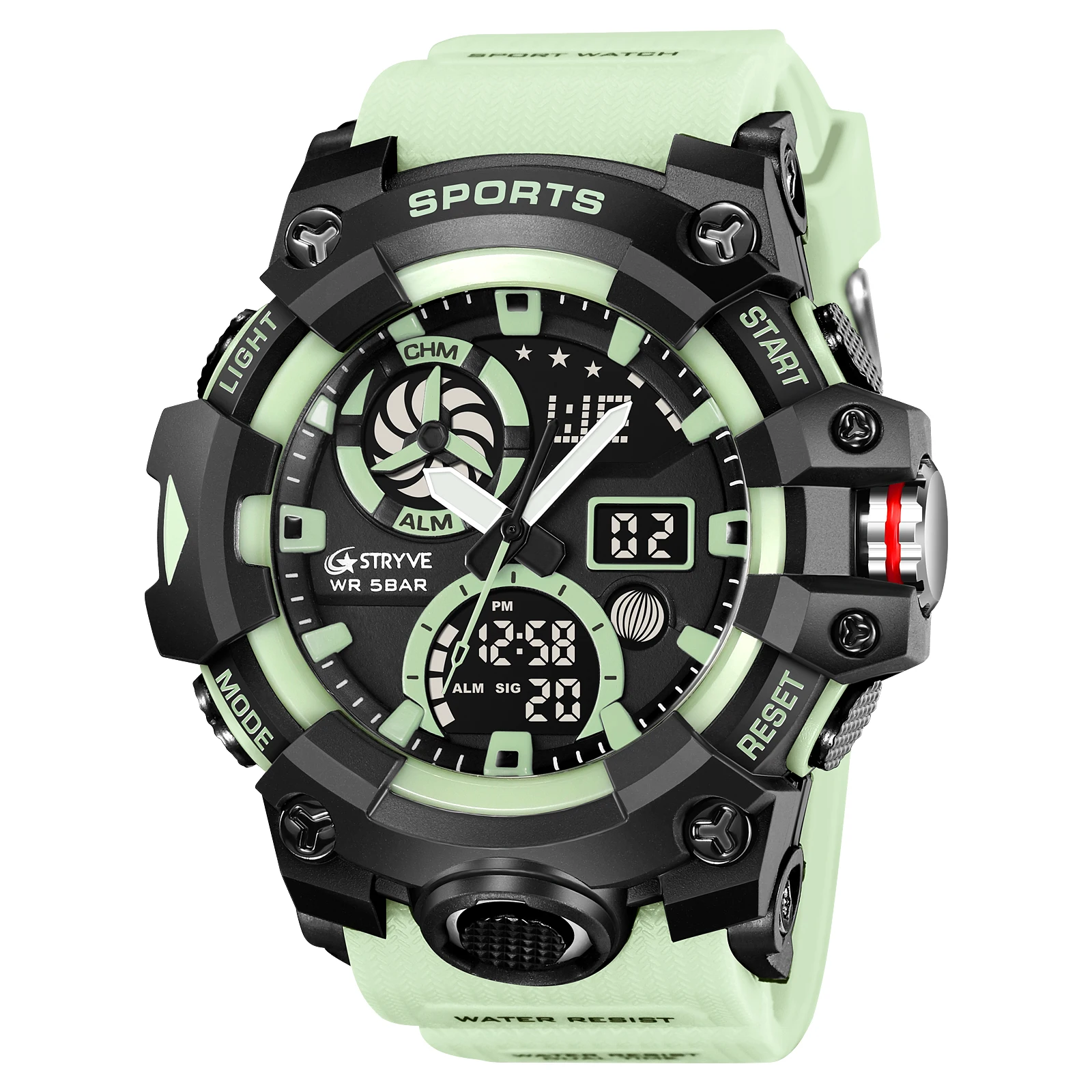 Hot Sale STRYVE Men Electronic Watch Luxury 8027  Sport Watches Digital Double Time Chronograph Watch Men  Wristwatches