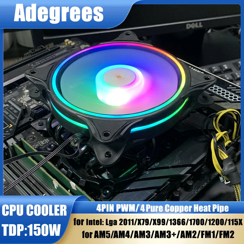 

4 Heatpipes X99 CPU Air Cooler ARGB PC Processador ventilador For Intel LGA 1150 1151 1156 1366 1700 1200 2011 AM4 AM5 Cooler