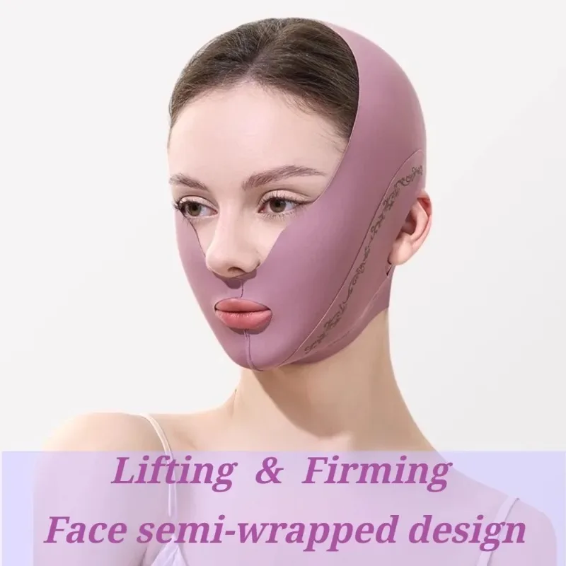 Purple Face Slimming Bandage V Line Face Shaper Chin Cheek Facial Lifting Belts Anti Wrinkle Band Massage Straps Skin Care Tools - view 5