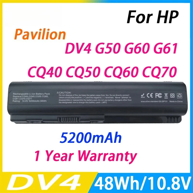 

DV4 Laptop Battery For HP Pavilion G50 G60 G61 G70 G71 484170-001 484172-001 Compaq CQ40 CQ45 CQ50 CQ60 CQ61 CQ70 CQ71