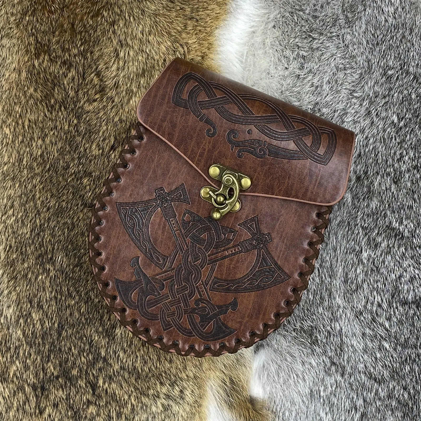 Renaissance Tasche Nordic Geprägte Gürteltasche Renaissance Kostüm Zubehör LARP Taille Tasche Cosplay Geldbörse Retro Mittelalter – Detail 17