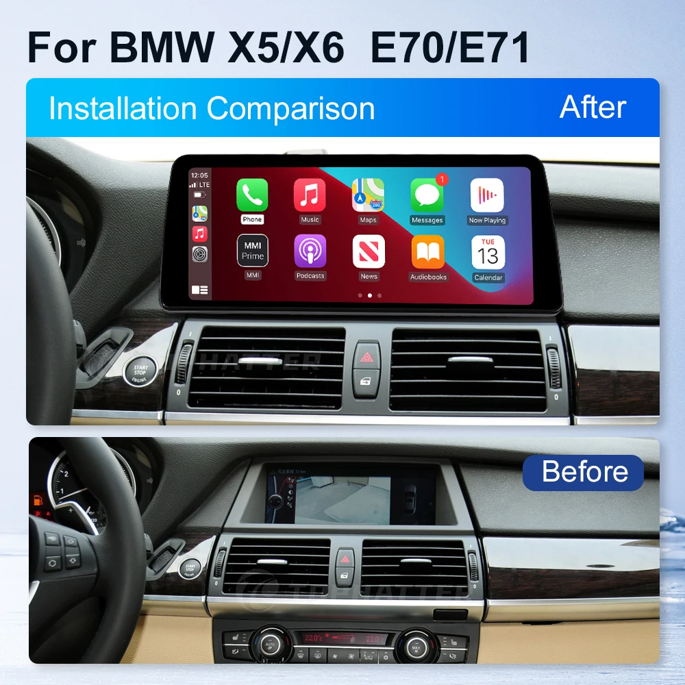 12.3 Car Radio For BMW X5 E70 X6 E71 CarPlay Android Auto Multimedia Player Head Unit Navi Display Screen stereo 360 3D Cam DSP