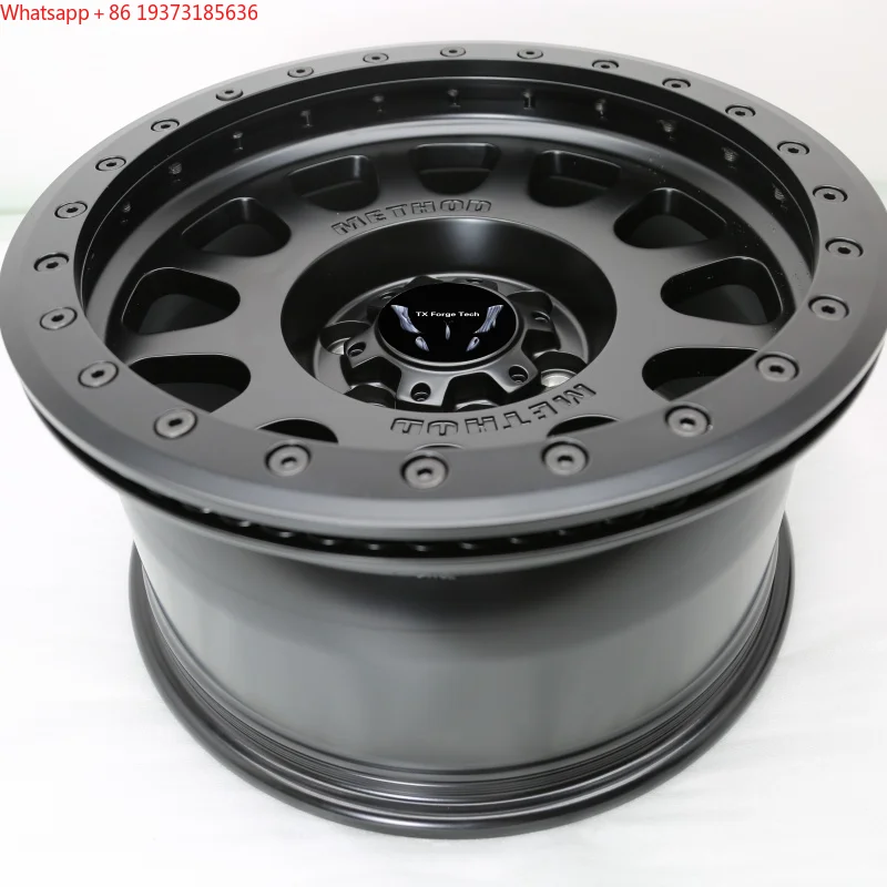 New Factory Direct Sale 5*114.3 Custom Forged Aluminium Alloy Road Wheel Rims Matte Black Outer Anti Trip OEM ODM Beadlock 40mm