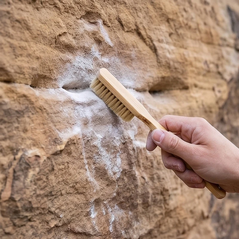 Rock Hold Cleaning Brush for Climbing, Bristles and Wooden Handle with Cord Hole for Training Wall, Hiking, Bouldering 24BD