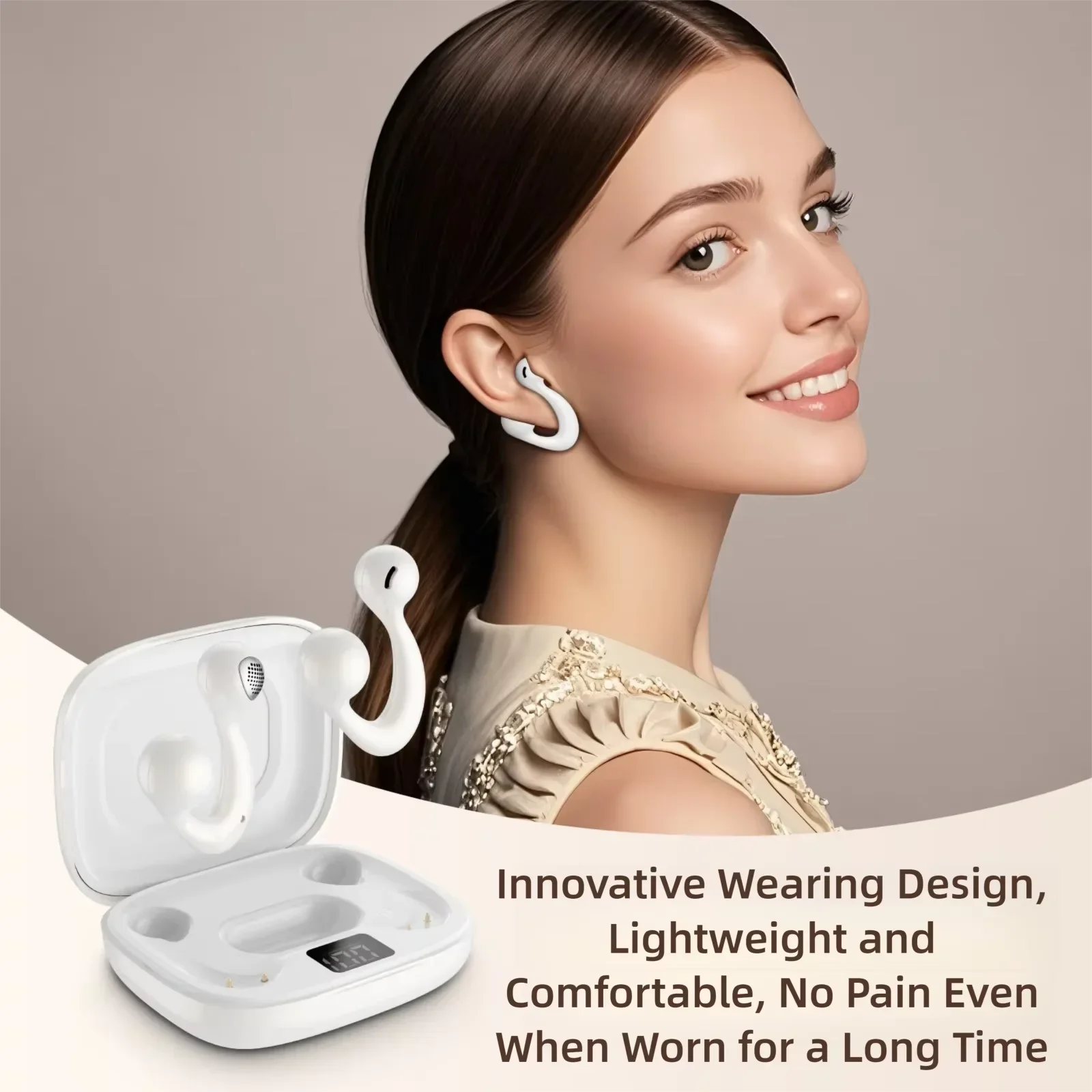 

Беспроводные наушники-клипсы Open Ear Bluetooth 6.0 360 ° Панорамный звук без утечки звука, шумоподавление ENC, подключение двух устройств для занятий спортом