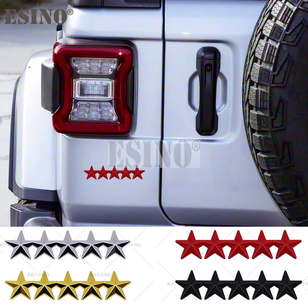 3D Five-pointed Star Metal Alloy Adhesive Emblem Trunk Badge Fender Sticker Body Decal