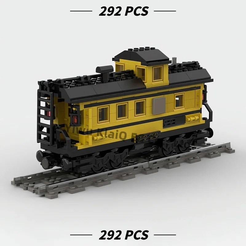 292 PCS MOC Standard Gauge Brake Van Caboose Train Model Building Blocks Modular Railway Carriage Bricks Display for Adults