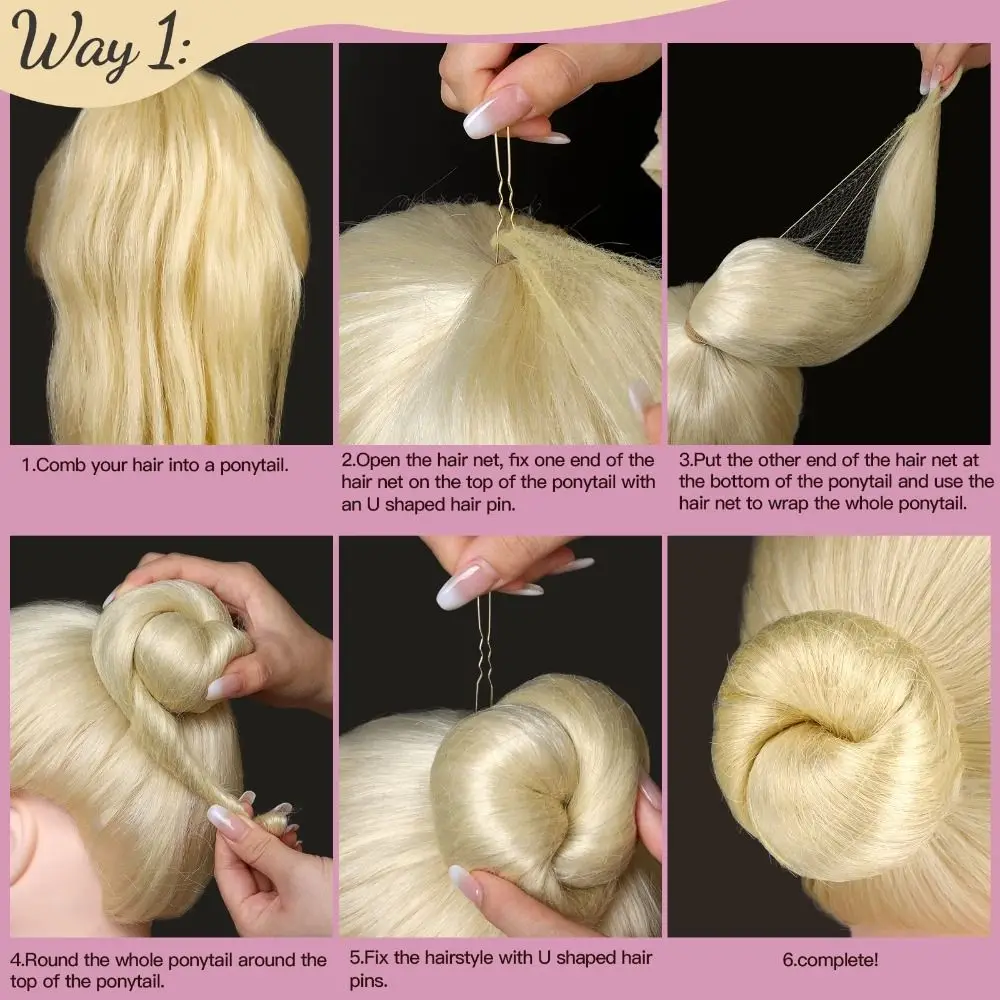 High Quality Elastic Mesh Mesh Hair Nets Set Secure Hold Round Toe U Shaped Hair Pins Invisible Colorful Updo Headwear Ballet