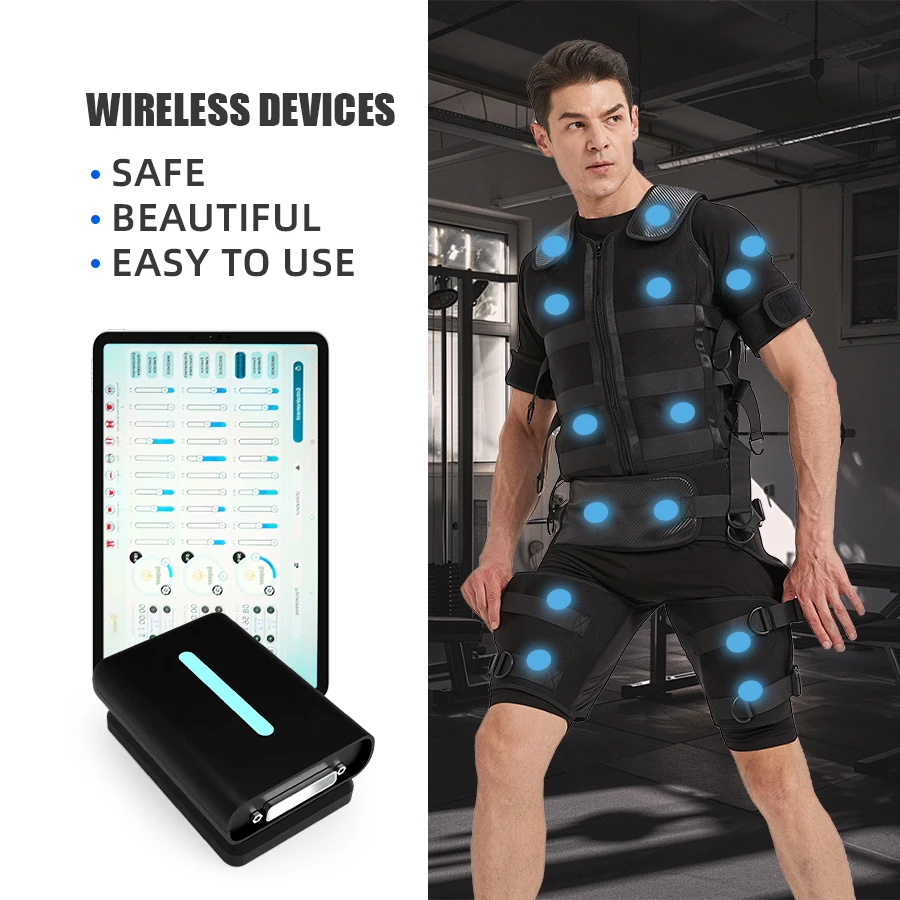 Multi-latihan EMS Latihan Kebugaran Pelangsing Tubuh Patung Nirkabel Set Lengkap Rompi Setelan Latihan EMS