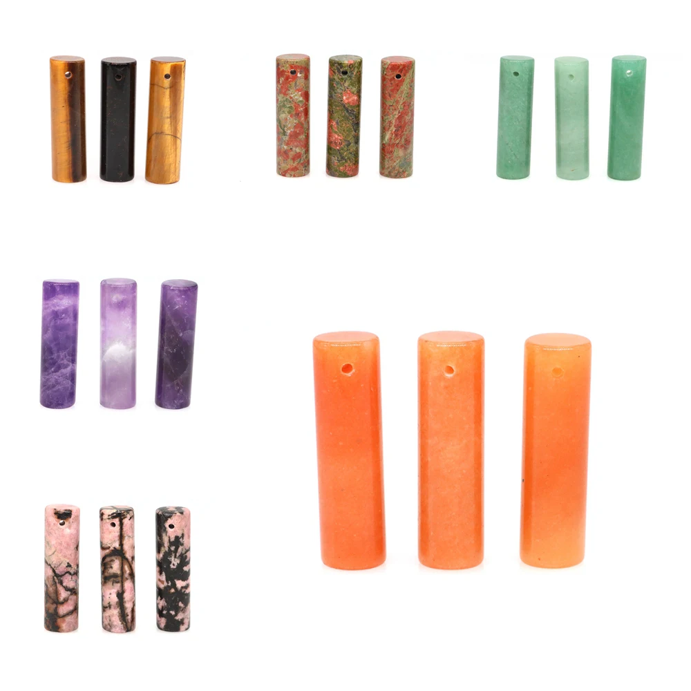 

35x10mm Drilled Hole Cylinder Wand Natural Stones and Crystal Reiki Healing Gemstone Tower Energy Mineral Crafts Home Decoration