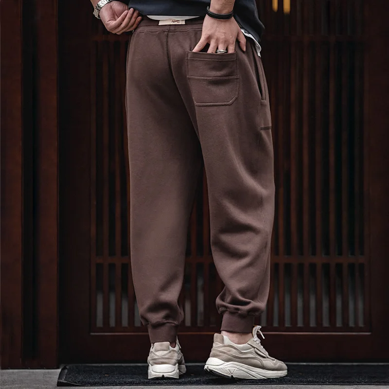 Maden-pantalones de chándal cónicos de punto con cordón para hombre, chándal de entrenamiento informal con bolsillos grandes, color gris oscuro