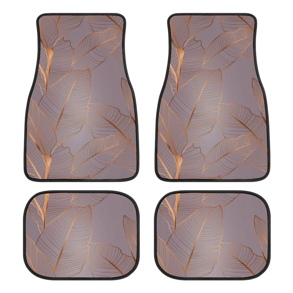 Gold Leaves Pattern Car Floor Mats Rubber Print Fits Most Car Accessories Decoration Interior Car Floor Mats