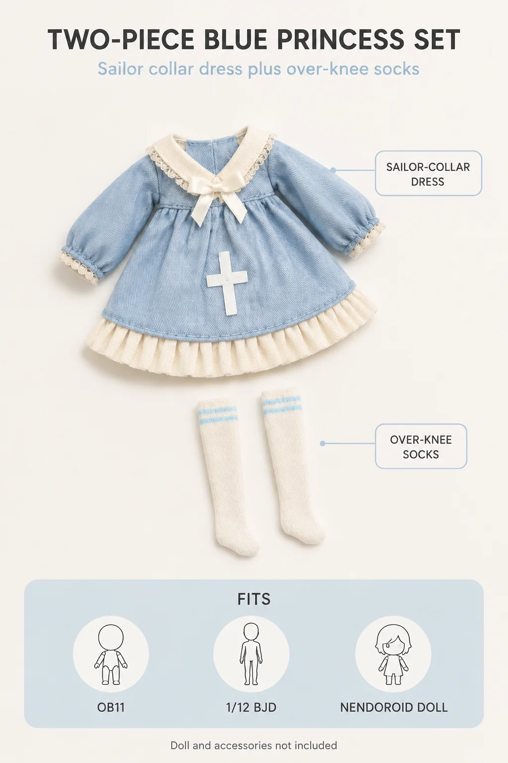 Ob11 Baby Clothes Blue Princess Style Dress Exquisite Short Skirt 12 Points Bjd Gsc Baby Clothes Escape Body
