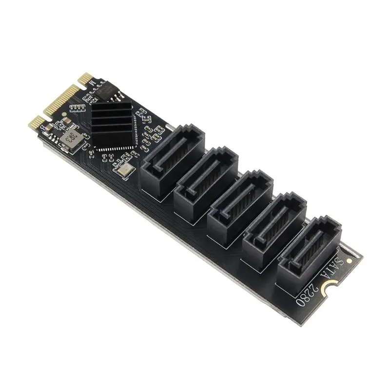 

M.2 NGFF B-KEY To SATA Adapter M.2 To 5 Ports SATA3 6Gbps SSD Expansion Card SATA Port Multiplier JMB585 Chip-ABIU