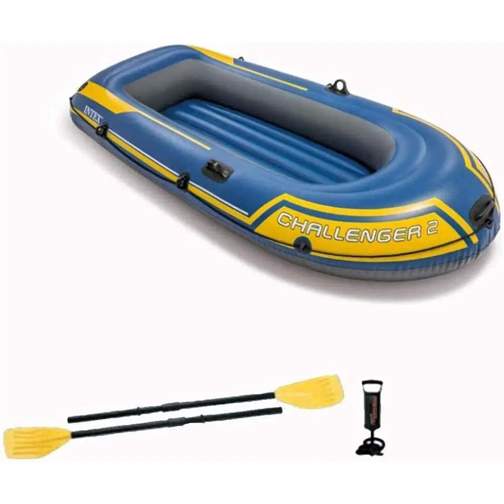 

Portable 2-Person Inflatable Boat with Oars, Manual Pump, Perfect for Outdoor Fishing, Seaside Fun, and Blue Water Activities