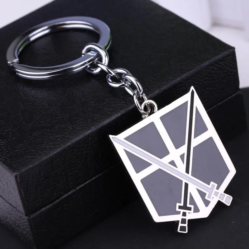 Anime Attack on Titan Keychain Trainee Survey Corps Military Police Garrison Regiment Logo Pendant Key Chain Car Keyring Jewelry