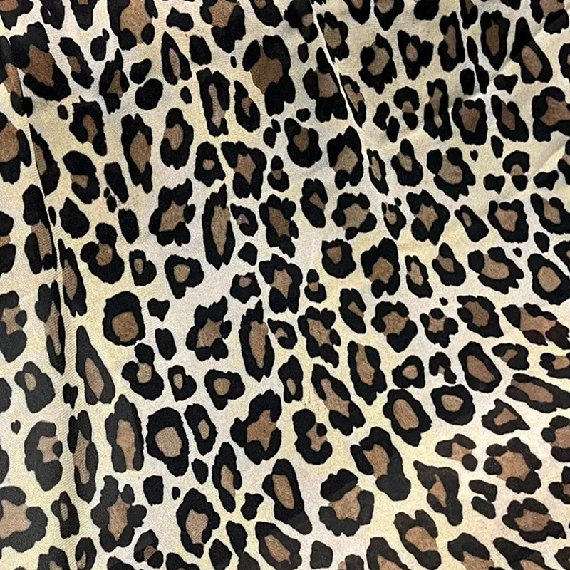 100% Cotton Soft Leopard Print Chiffon Fabric Design Sewing Material Cheongsam Party Dress Garment Wide 145cm Sold By Meter