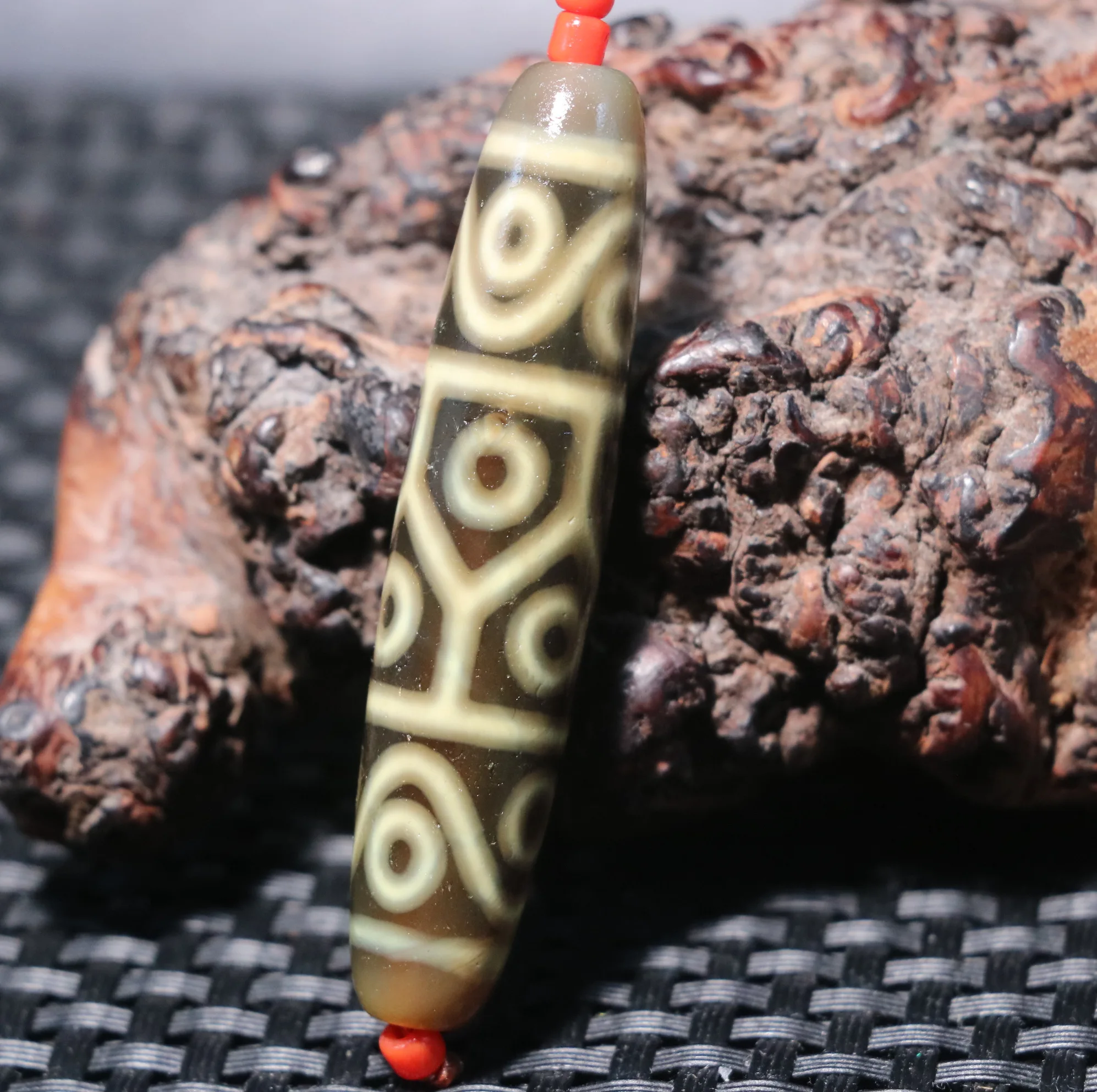 Energy Tibetan Old Agate 14 Eyed Water Wave Longevity dZi Bead Pendant Amulet 5A Timestown Gemstone Jewelry Treasure