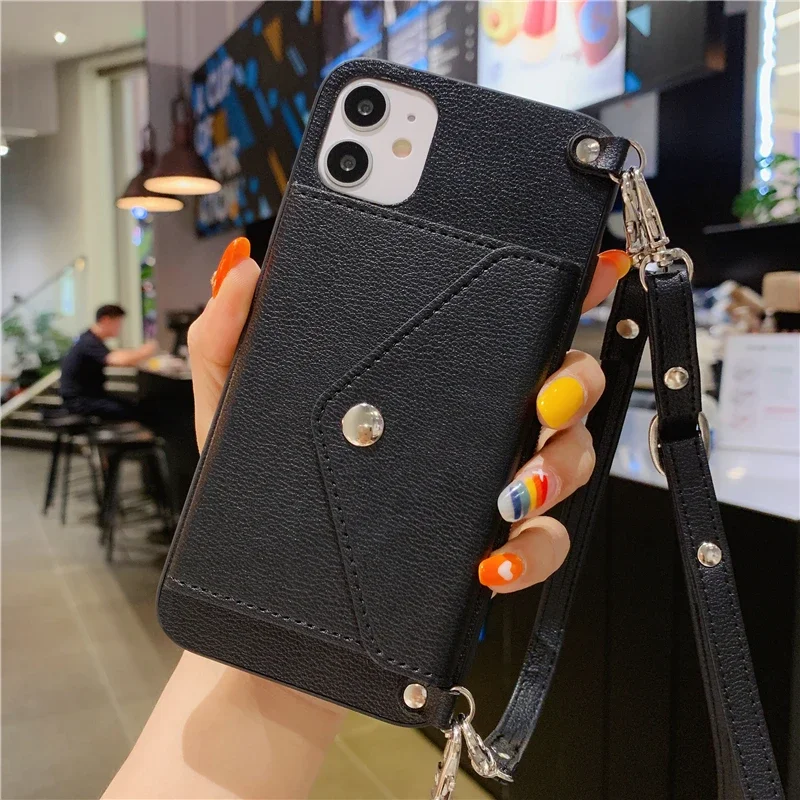 Crossbody Wallet Strap Case for Xiaomi Redmi 12C 9T 9 Note 13 12 10S 11 9S 9 8 7 Mi 11 10T Poco X3 F3 M3 Card Stand Holder Cover