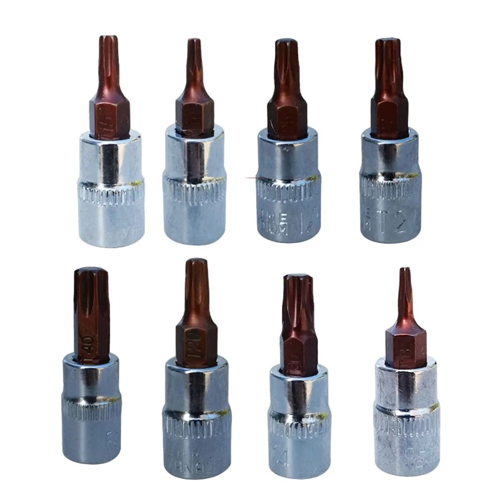 2pcs Torx Screwdriver Bit Sockets 1/4 Inch Sockets Bits Adapter T8-T40 For Home Furnishing Repair Work Hand Tools