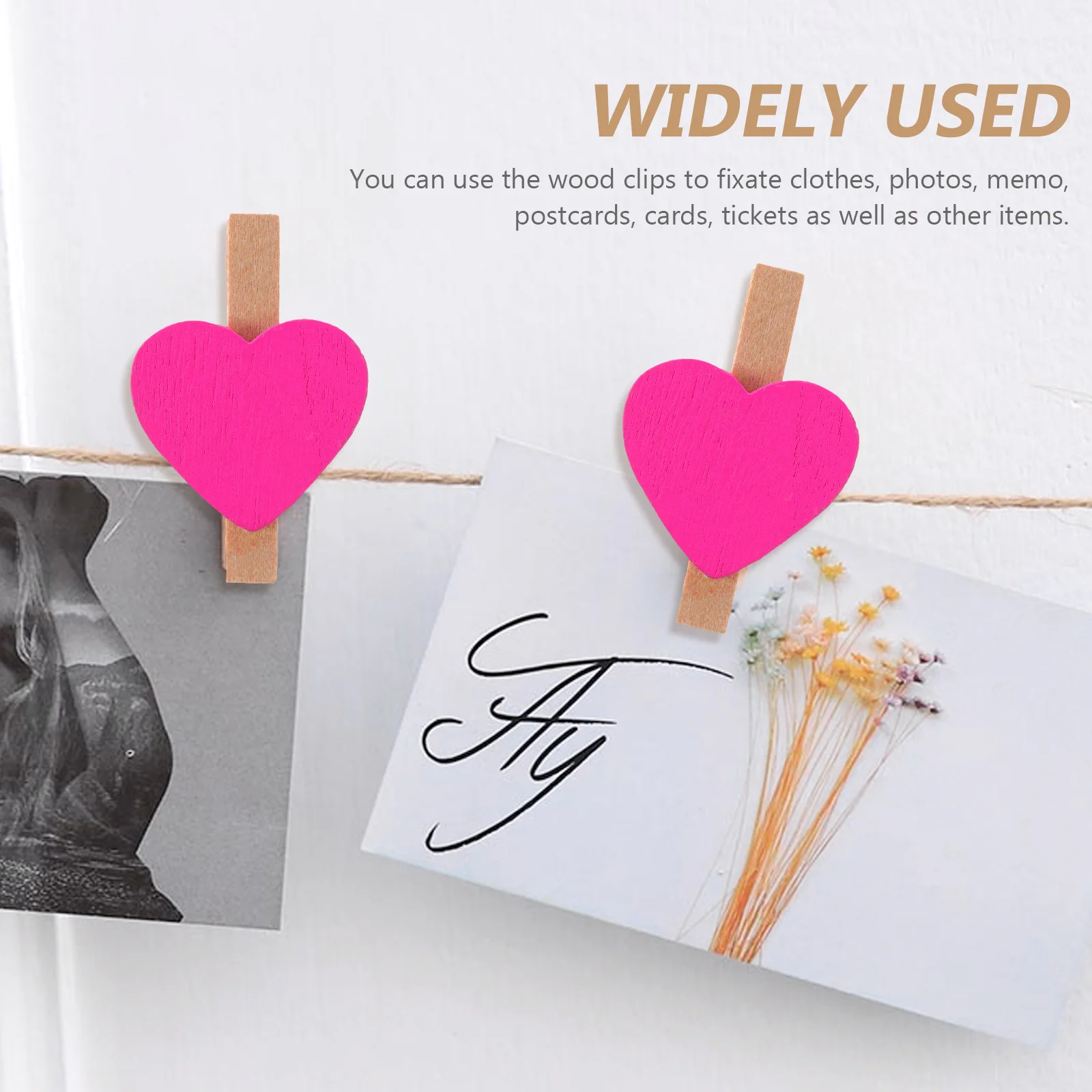 50pcs Love Wood Clips Beautiful Small Fixation Clips for Photo Painting (Rosy) Love Photo Clip Photo Wood Clip